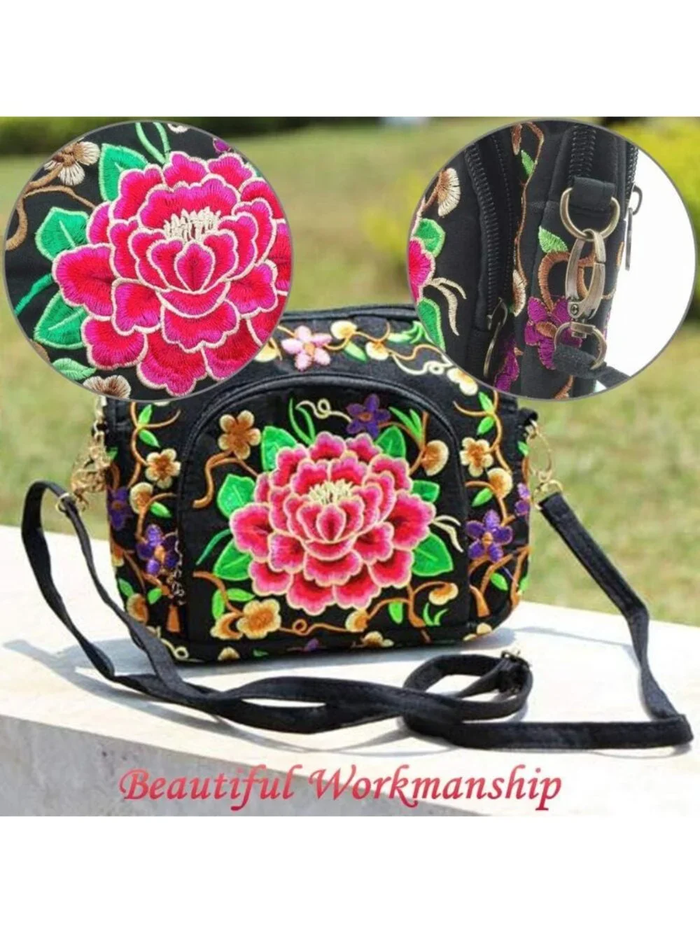Floral Embroidered Vintage Hobo Tote Bag | Ethnic Shoulder Purse for Women